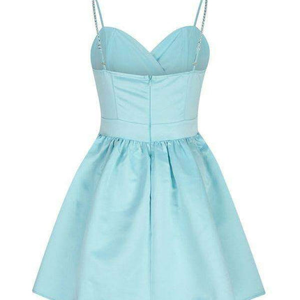 Glistening Rhinestone Mini Dress with Distinctive Shoulder Detail - Elegant & Fashion-Forward