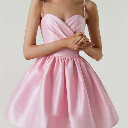 Glistening Rhinestone Mini Dress with Distinctive Shoulder Detail - Elegant & Fashion-Forward