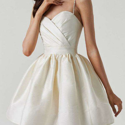 Glistening Rhinestone Mini Dress with Distinctive Shoulder Detail - Elegant & Fashion-Forward