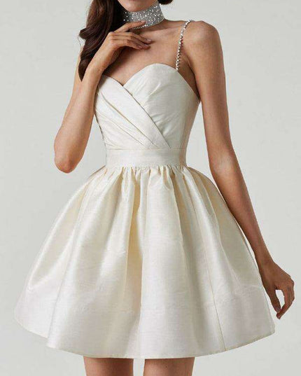 Glistening Rhinestone Mini Dress with Distinctive Shoulder Detail - Elegant & Fashion-Forward