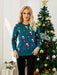 Cozy Christmas Patterned Knit Sweater with Long Sleeves for Women