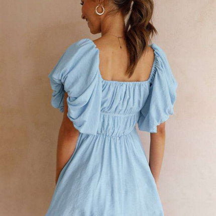 Chic One-Shoulder Boho Mini Dress with Comfortable Elastic Waistband