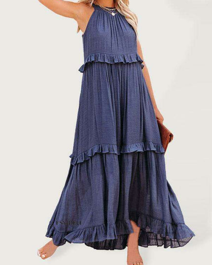 Sophisticated Sleeveless A-Line Maxi Dress in Luxurious Polyester - A Must-Have for Women