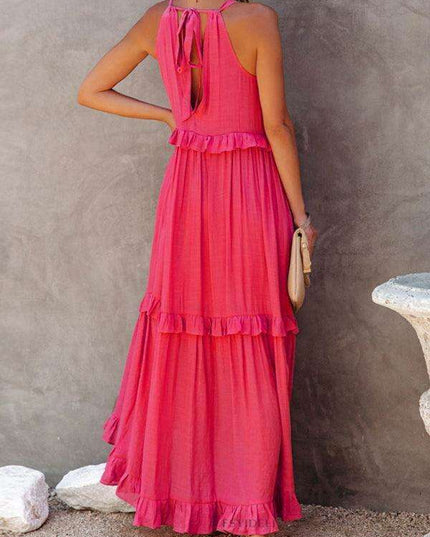 Sophisticated Sleeveless A-Line Maxi Dress in Luxurious Polyester - A Must-Have for Women