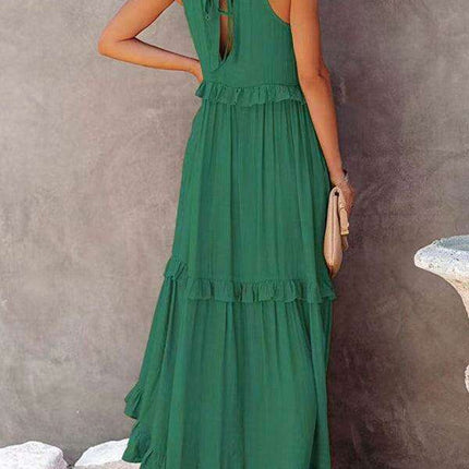 Sophisticated Sleeveless A-Line Maxi Dress in Luxurious Polyester - A Must-Have for Women