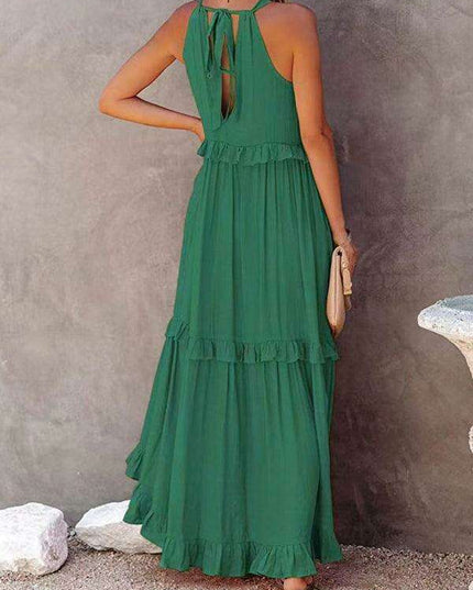 Sophisticated Sleeveless A-Line Maxi Dress in Luxurious Polyester - A Must-Have for Women