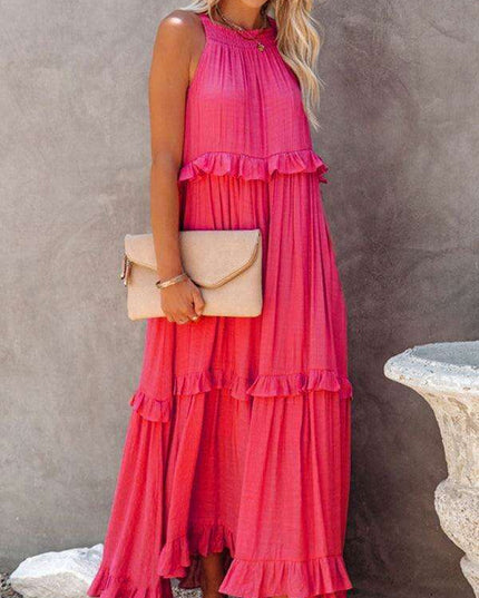 Sophisticated Sleeveless A-Line Maxi Dress in Luxurious Polyester - A Must-Have for Women