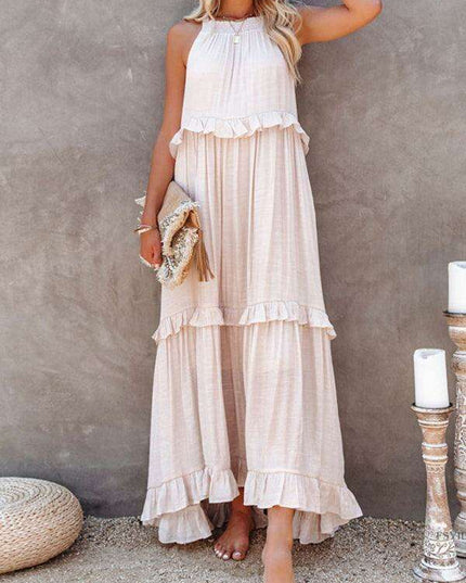 Sophisticated Sleeveless A-Line Maxi Dress in Luxurious Polyester - A Must-Have for Women