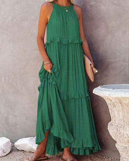 Sophisticated Sleeveless A-Line Maxi Dress in Luxurious Polyester - A Must-Have for Women
