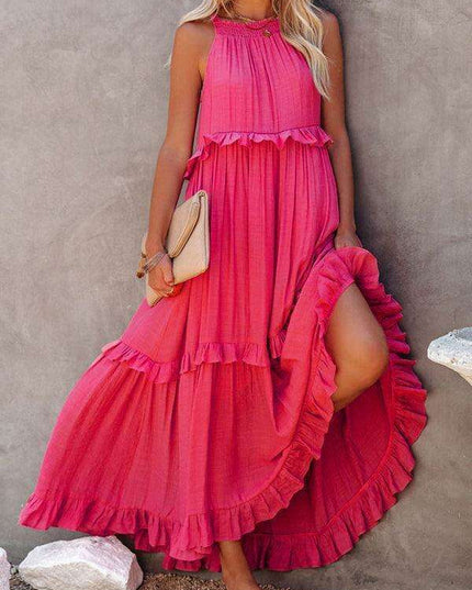 Sophisticated Sleeveless A-Line Maxi Dress in Luxurious Polyester - A Must-Have for Women