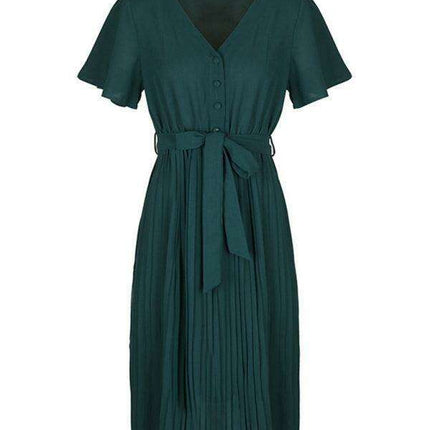 Elegant French-Inspired Pleated Dress for the Modern Woman