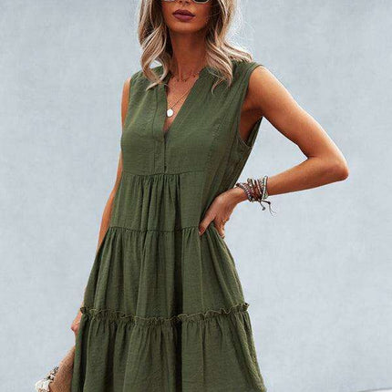 Elegant Sleeveless V-Neck Dress for Effortless Style