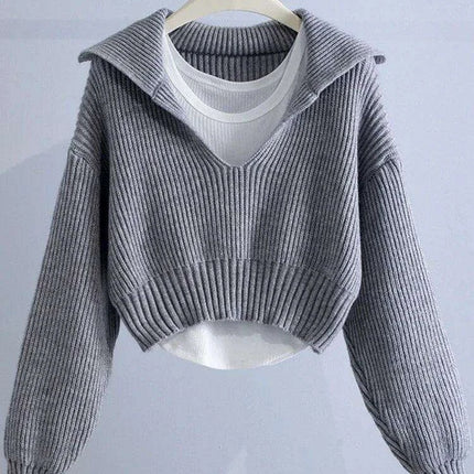 Elegant V-Neck Sweater and Camisole Ensemble - Fall/Winter 2023 Collection