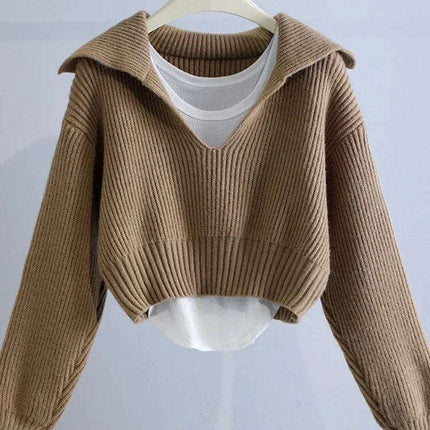 Elegant V-Neck Sweater and Camisole Ensemble - Fall/Winter 2023 Collection