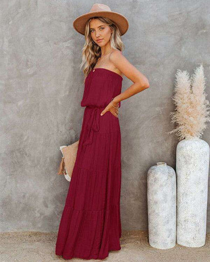 Chic Backless Lace Maxi Dress for Fashion-Forward Women