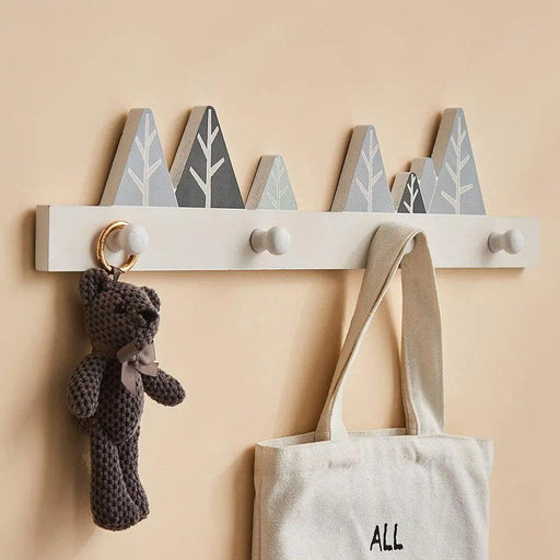Wooden Wall-Mounted Key Rack Organizer with Four Hooks - Elegant Room Accent