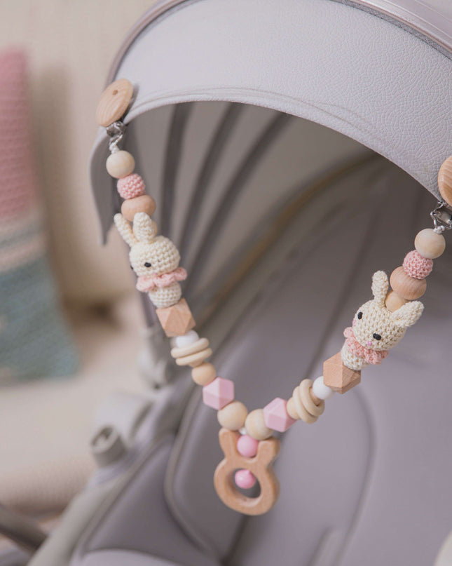 Charming Rabbit Teething Cart Chain - Safe and Fun Teething Accessory for Babies