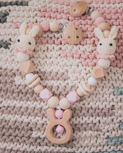 Charming Rabbit Teething Cart Chain - Safe and Fun Teething Accessory for Babies
