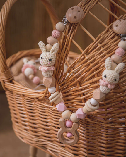 Charming Rabbit Teething Cart Chain - Safe and Fun Teething Accessory for Babies