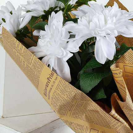 AliKopy 30" Tall White Artificial Dahlia Silk Flower Stem, Lifespan 10