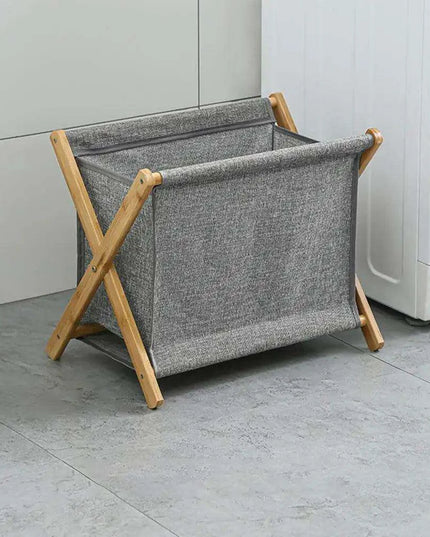 Chic X-Design Foldable Bamboo Laundry Basket - Elegant Fabric Organizer