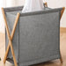 Elegant X-Design Foldable Laundry Basket - Premium Fabric and Bamboo Storage Solution