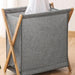 X-Shape Collapsible Laundry Hamper - Stylish Fabric and Bamboo Clothes Storage Basket