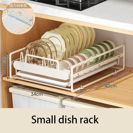 Pull-Out Kitchen Dish Rack Organizer with Adjustable Storage