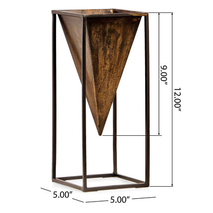 Room & Decor Antique Brass & Black Iron Decorative Vase - Elegant Desi