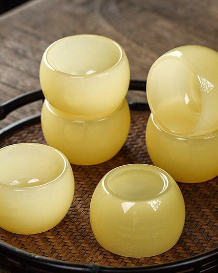 Elegant Yellow Dragon Jade Porcelain Zen Tea Cup for Tea Enthusiasts