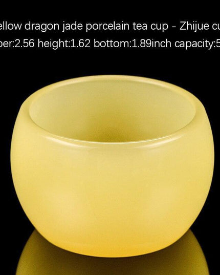 Elegant Yellow Dragon Jade Porcelain Zen Tea Cup for Tea Enthusiasts