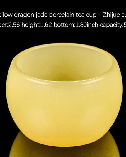 Elegant Yellow Dragon Jade Porcelain Zen Tea Cup for Tea Enthusiasts
