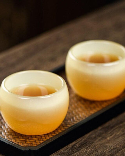 Elegant Yellow Dragon Jade Porcelain Zen Tea Cup for Tea Enthusiasts