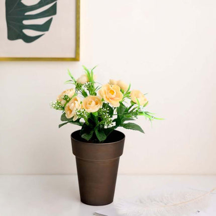 AliKopy 2-Pack Rustic Brown Flower Pots - 6" Plastic Indoor Planters