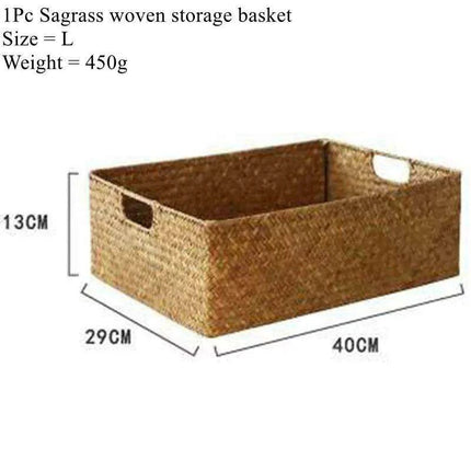 Handcrafted Extra-Large Seagrass Storage Basket - Chic Organizer for Fruits, Breads, and Linens