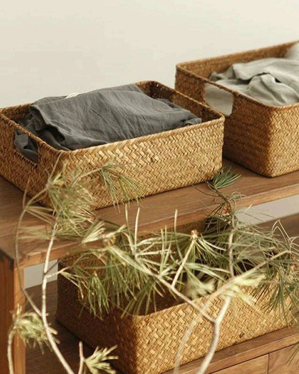 Handcrafted Extra-Large Seagrass Storage Basket - Chic Organizer for Fruits, Breads, and Linens