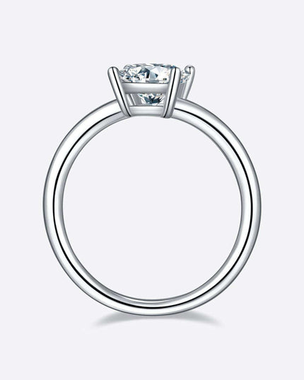Elegant 1 Carat Platinum-Plated Lab-Diamond Sterling Silver Ring