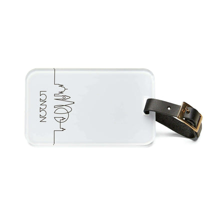 Elegant Explorer's London Luxe Acrylic Luggage Tag Set with Adjustable Leather Strap - Travel in Style!