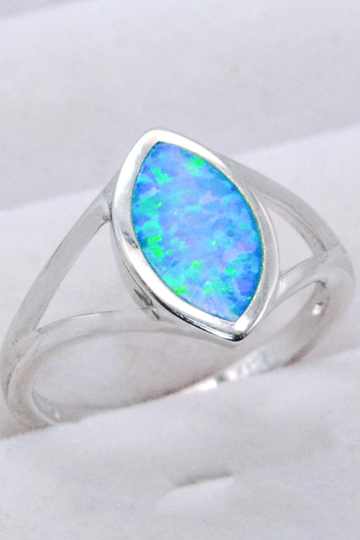Opal Elegance: Sterling Silver Ring with Split Shank and Australian Opal