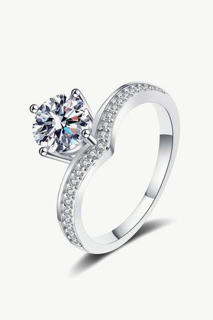 925 Sterling Silver Ring with 1 Carat Moissanite-Trendsi-Silver-4-Très Elite