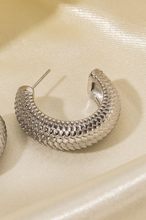Stainless Steel Scale C-Hoop Earrings-Trendsi-Gold-One Size-Très Elite