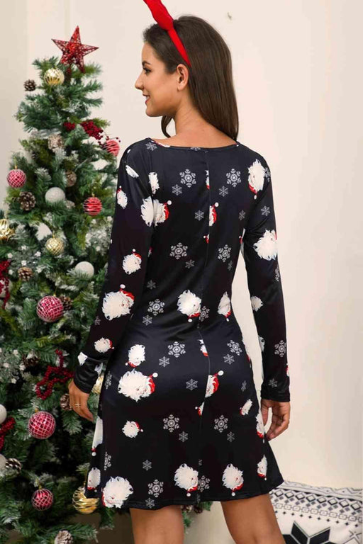 Festive Sheer Long Sleeve Christmas Dress for Holiday Gatherings