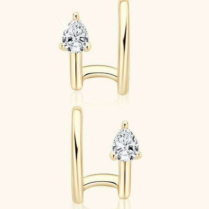 Elegant Moissanite Silver Cuff Earrings - Timeless Luxury with Warranty