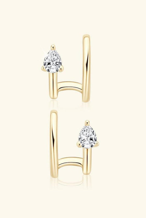 Luxurious Lab-Created Moissanite Sterling Silver Cuff Earrings with Warranty