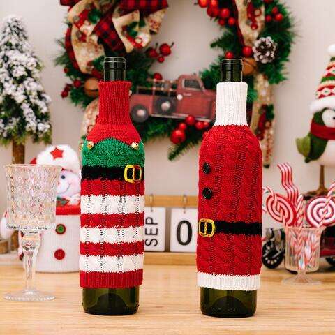 Elegant Cable-Knit Wine Bottle Sleeves in Premium Polyester