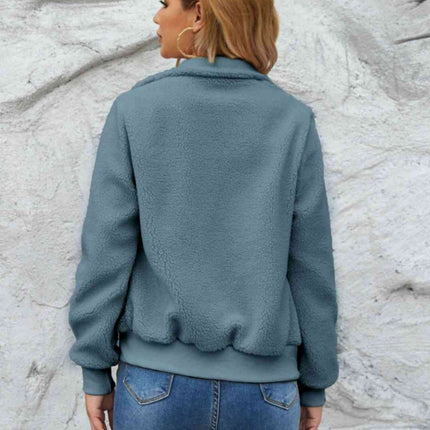 Chic Cozy Mock Neck Zip-Up Sweater Jacket