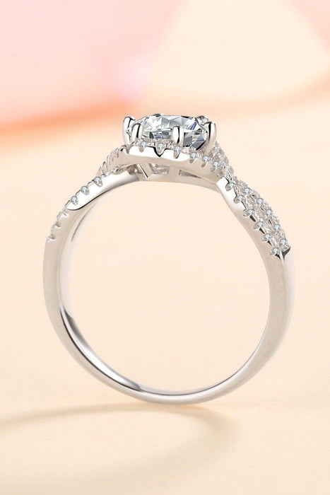 Sparkling Silver Geometry: Moissanite and Zircon Ring
