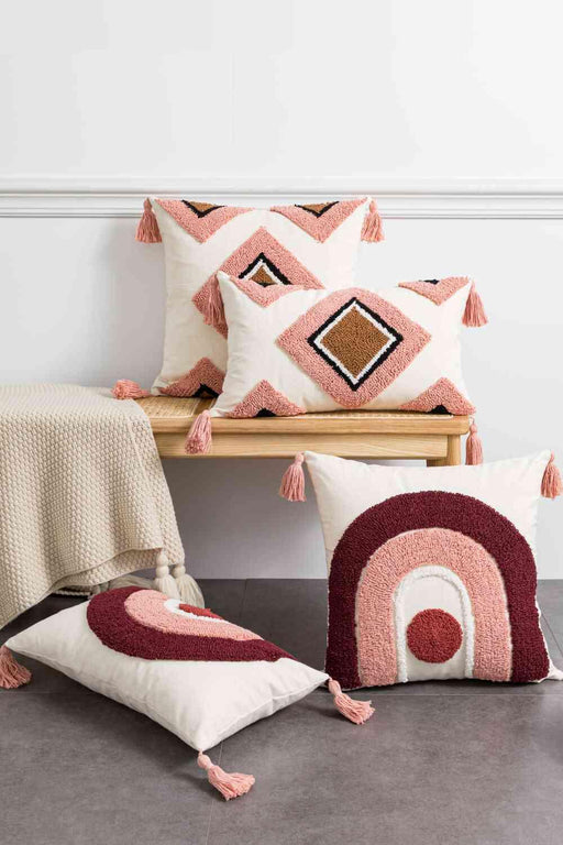 Modern Geometric Patterned Tassel Accent Pillow Cover