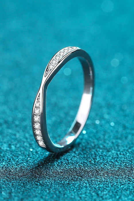 Chic Lab-Created Moissanite Ring: Sterling Silver Accessory for Effortless Elegance