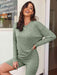 Ribbed Cozy Lounge Set with Long Sleeve Top and Shorts
